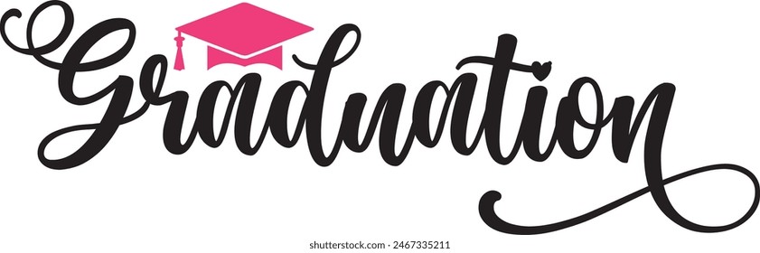 Graduierung Typografie Clip-Kunstdesign auf schlichtem, weißem, durchsichtigem, isoliertem Hintergrund für Karte, Hemd, Kapuzenpullover, Sweatshirt, Bekleidung, Tag, Becher, Ikone, Poster oder Abzeichen