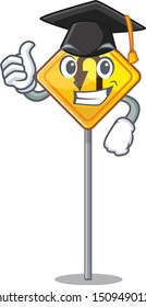 Graduation u turn sign shaped the cartoon