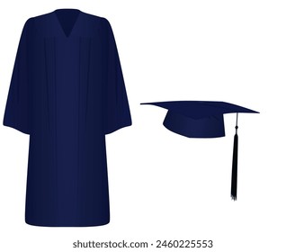 Graduation uniform and hat. vector