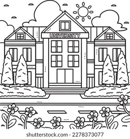 Graduation University Building Coloring Page 