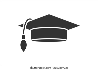 Graduation university or college black cap 3d realistic vector illustration isolated on white background. Element for degree ceremony and educational programs design.