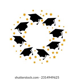 Graduation university or college black cap circle wreath for graduate