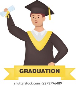 graduation university icon character college vector campus student education academy uniform fashion