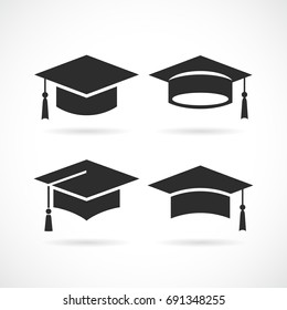 Graduation University Square Cap Icon Isolated On White Background