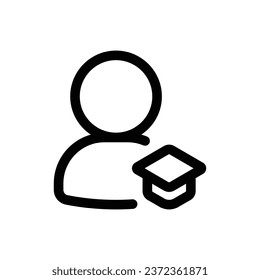 Graduation User icon in trendy outline style isolated on white background. Graduation User silhouette symbol for your website design, logo, app, UI. Vector illustration, EPS10.