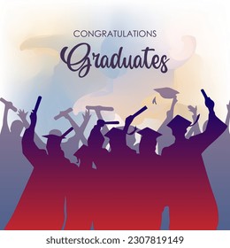 Graduation vector. Congratulation graduation vector. Congratulations graduates.