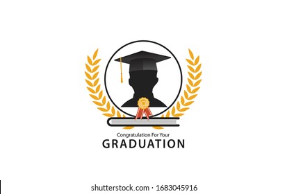 graduation vector design icon. greeting card for graduation. Graduation cap logo design template (4)