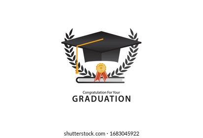 graduation vector design icon. greeting card for graduation. Graduation cap logo design template (1)
