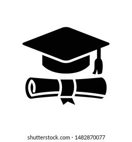 Graduation vector graphics solid icon in black color