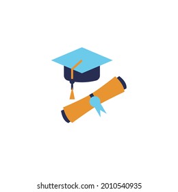 graduation vector icon graduation hat and degree diploma document education icon