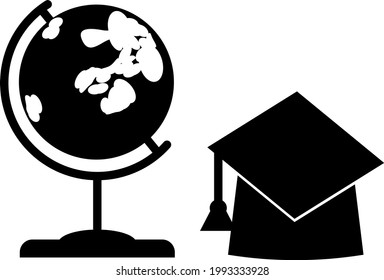 Graduation vector icon illustration black and white