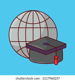 graduation Vector illustration isolated on a transparent background. vector line flat icons for concept or web graphics.