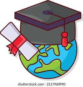 graduation Vector illustration isolated on a transparent background. vector line flat icons for concept or web graphics.