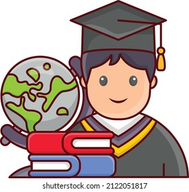 graduation Vector illustration isolated on a transparent background. vector line flat icons for concept or web graphics.