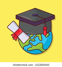 graduation Vector illustration isolated on a transparent background. vector line flat icons for concept or web graphics.