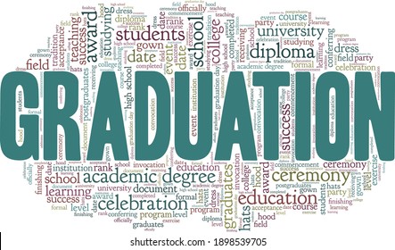 Graduation vector illustration word cloud isolated on a white background.