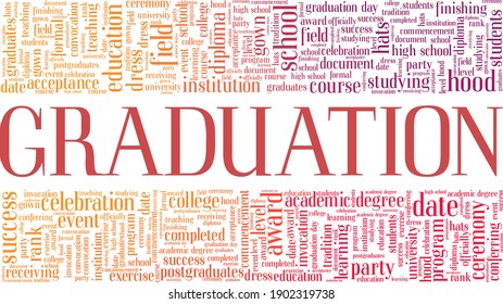 Graduation vector illustration word cloud isolated on a white background.