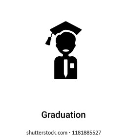 Graduation icon  vector isolated on white background, logo concept of Graduation  sign on transparent background, filled black symbol