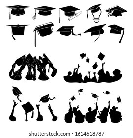 Graduation vector silhouette set collection graphic design