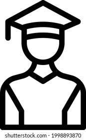 icono de línea delgada vectorial de graduación