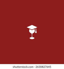 Graduation wine logo icon flat vector design