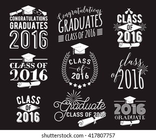 Graduation Wishes Overlays Lettering Labels Design Stock Vector ...