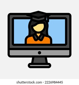 Graduation woman icon in filled line style, use for website mobile app presentation