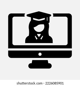 Graduation woman icon in solid style, use for website mobile app presentation