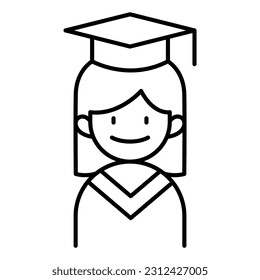 Graduation woman icon in thin line style