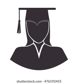 graduation woman wearing gown and cap academic celebration vector illustration