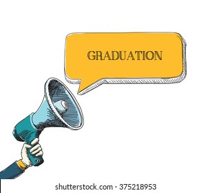 GRADUATION
  word in speech bubble with sketch drawing style