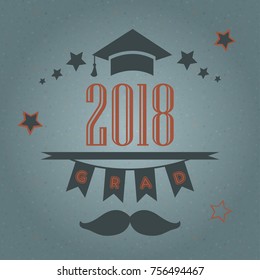 Graduation of Year 2018. Graduation Poster. Vector Illustration