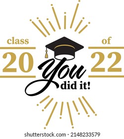 Graduation You Did It Lettering Class Of 2022