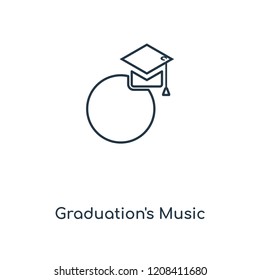 Graduation's Music concept line icon. Linear Graduation's Music concept outline symbol design. This simple element illustration can be used for web and mobile UI/UX.