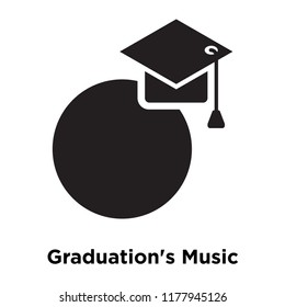 Graduation's Music icon vector isolated on white background, logo concept of Graduation's Music sign on transparent background, filled black symbol