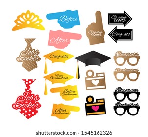 graduations Photobooth Props Kit icon, Konsait graduation Photo Booth Accessories for grad decor party