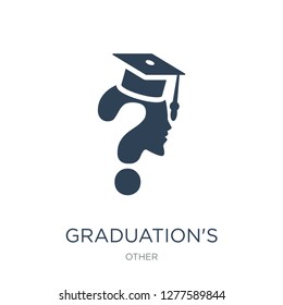 graduation's questions icon vector on white background, graduation's questions trendy filled icons from Other collection, graduation's questions vector illustration