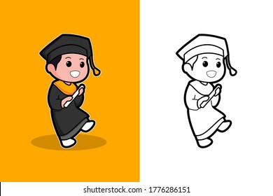 Graduation-themed vector graphic illustrations, perfect for educational, school and graduation-themed products, such as key chains, stickers, illustrations for posters and dictionaries, banner etc.