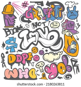 Graffit background. Hip-hop art ,Each on a separate layer.