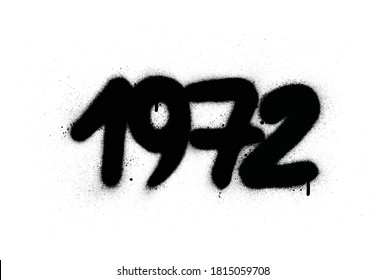 graffiti 1972 date sprayed in black over white