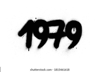 graffiti fecha 1979 rociado en blanco y negro