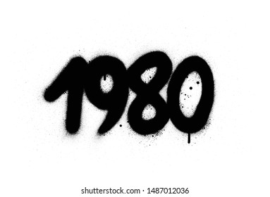 graffiti 1980 date sprayed in black over white