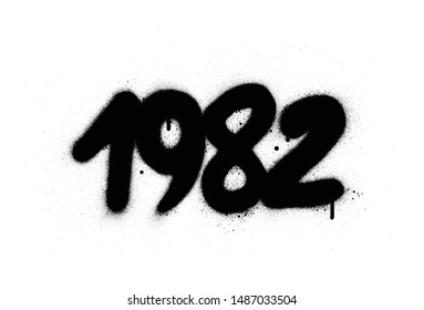 graffiti 1982 date sprayed in black over white