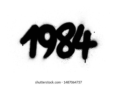 graffiti 1984 date sprayed in black over white