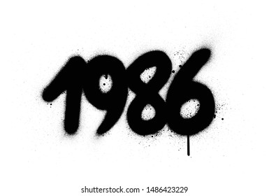 graffiti 1986 date sprayed in black over white