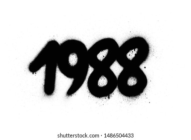 graffiti 1988 date sprayed in black over white