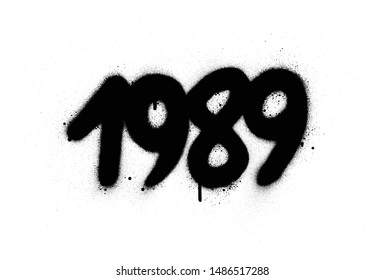 graffiti 1989 date sprayed in black over white