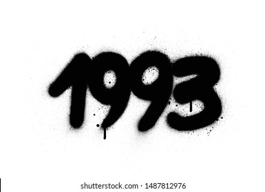 graffiti 1993 date sprayed in black over white
