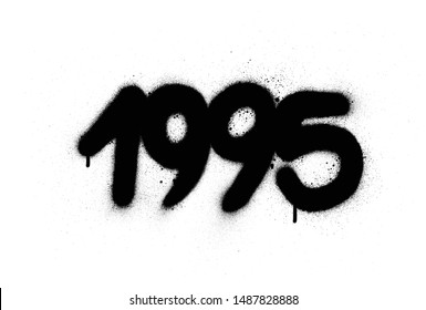 graffiti 1995 date sprayed in black over white