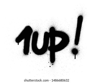 graffiti 1up sprayed in black over white